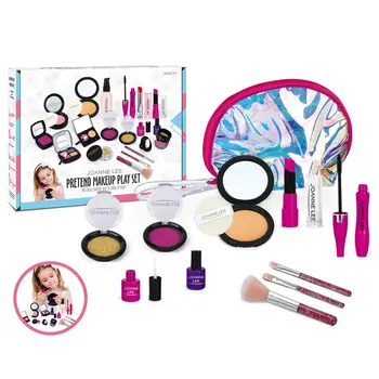 

Kids Children Girls Pretend Play Makeup Kit Fake Cosmetic Set with Purse for Birthday Christmas New Year Children Day Gifts