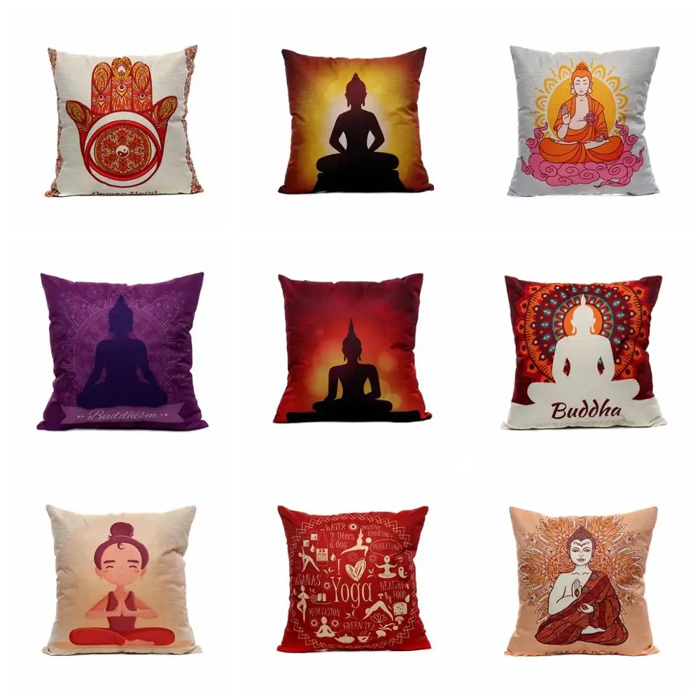 

New arrival coreless Pillowcase Creative cotton hemp automobile pillowcase Yoga Buddhism meditation pillow holder Pillowcase