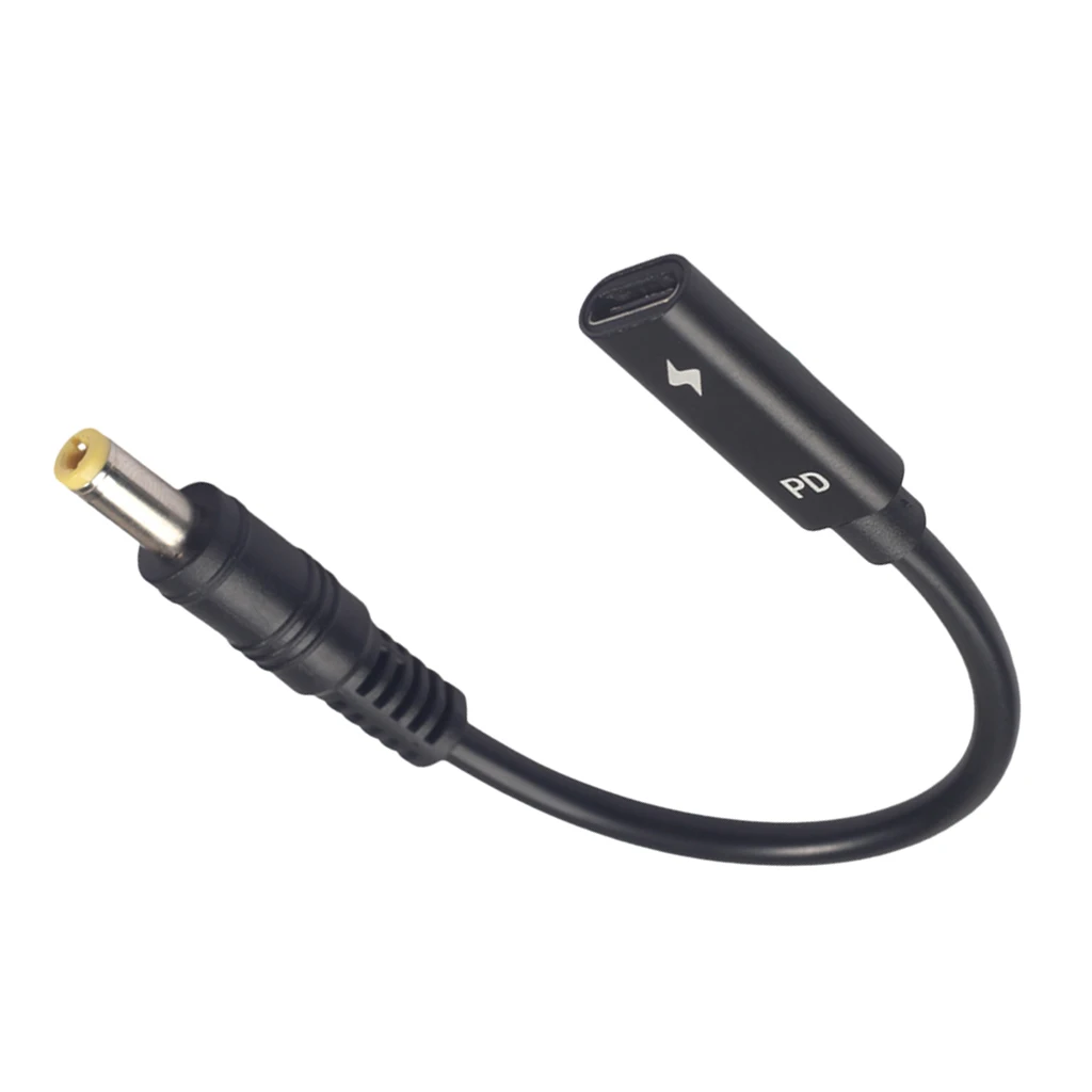 3671-29 USB 3.1 Type C USB-C To DC 20V 5.5 2.5mm \u0026 2.1mm Plug PD Charging Cable For Laptop, Black