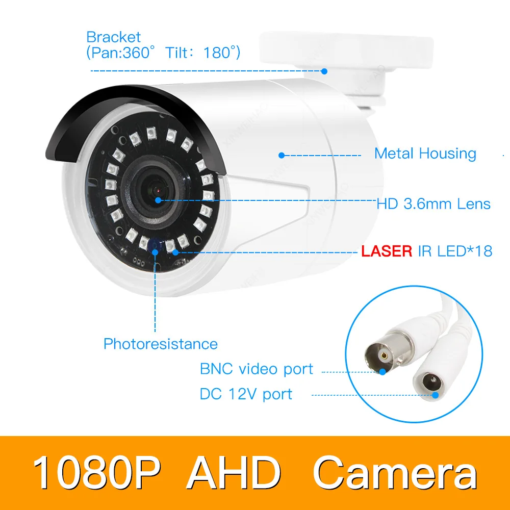 2ch 1080P AHD комплекты системы видеонаблюдения CCTV безопасности Гибридный DVR наружная металлическая пуля AHD камера видеонаблюдения P2P XMEYE 2MP комплекты