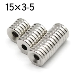 5/10/20/50 Pcs 15x3-5 Round NdFeB Neodymium Magnet N35 Super Powerful Small imanes Permanent Magnetic Disc 15x3 Hole 5