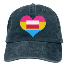 Унисекс Регулируемая джинсовая ткань бейсболки Pansexual сердце Польша Флаг папа шляпа