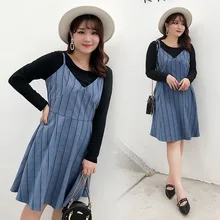 Платье большого размера, клетчатое платье, стиль, жир мм, западный стиль по возрасту, тибетское мясо, для похудения, модное платье на бретельках 712