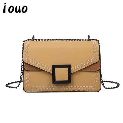 

iouo genuine one bag lady handbag one shoulder small square bag 2020 trend diagonal chain pu female bag woman square bag