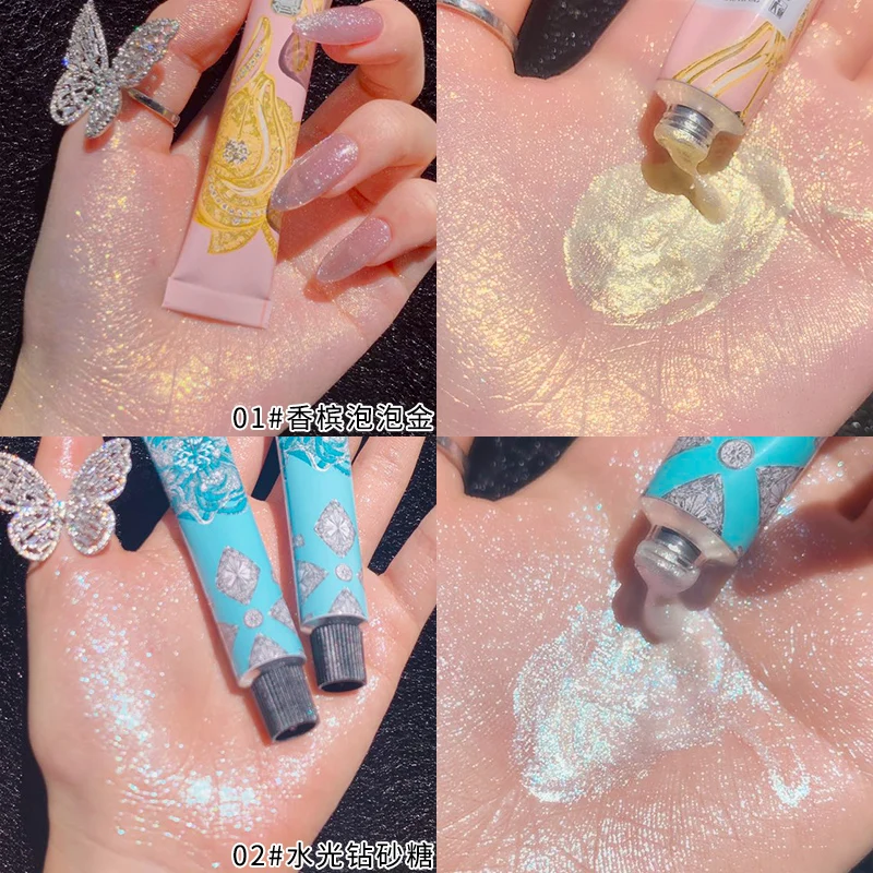 

Xixi makeup glitter highlighter super flash diamond cream long lasting waterproof body face contour shiny highlighter gel AC248