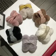 Женские зимние наушники, повязка на голову из искусственного меха, теплые плюшевые вечерние наушники для ушей, теплые наушники для ушей