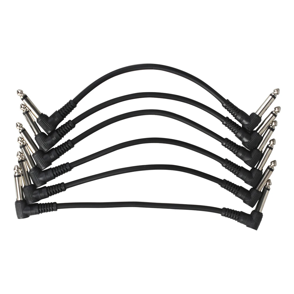 Electric Guitar Cable Guitar Accessories 6Pcs Guitar Effect Pedal Cable Connecting Line 6.35Mm To 6.35Mm Audio Cable 21Cm Right Angle Cord Copper Wire Guitar Accessories