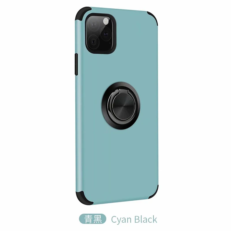 Для iphone 11 pro max чехол, роскошное крутое кольцо с подставкой, анти-осенний чехол для iphone 6 6S 7 8 Plus X XR XS Max чехол для телефона - Color: Cyan black