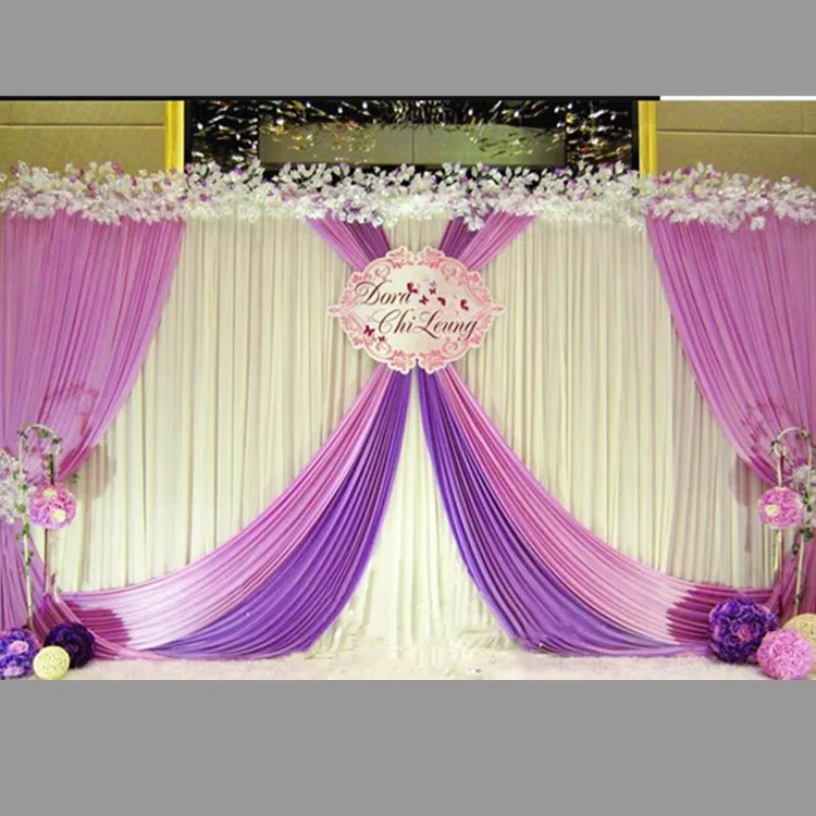 

3*6M purple Swag White ice silk Wedding Backdrop Drapes Curtains Wedding Ceremony Event Party Photo Stage Curtains Decoration