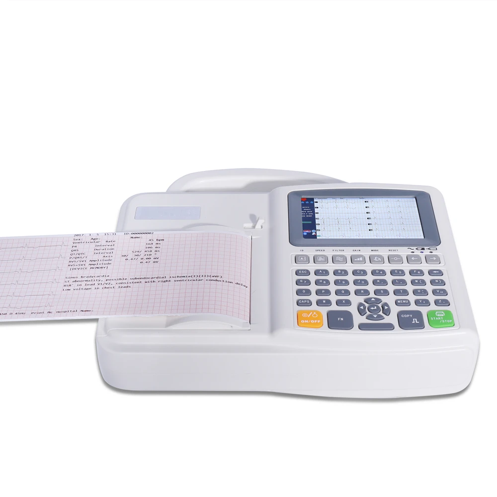 3 Three Channels Ecg Human Machine Full Keyboard 5 Inch 12 lead EKG Electrocardiograph Machine