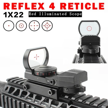 

Hot new quality 20mm Rail Riflescope Hunting Optics Holographic Red Dot Sight Reflex 4 Reticle Tactical Scope Collimator Sight
