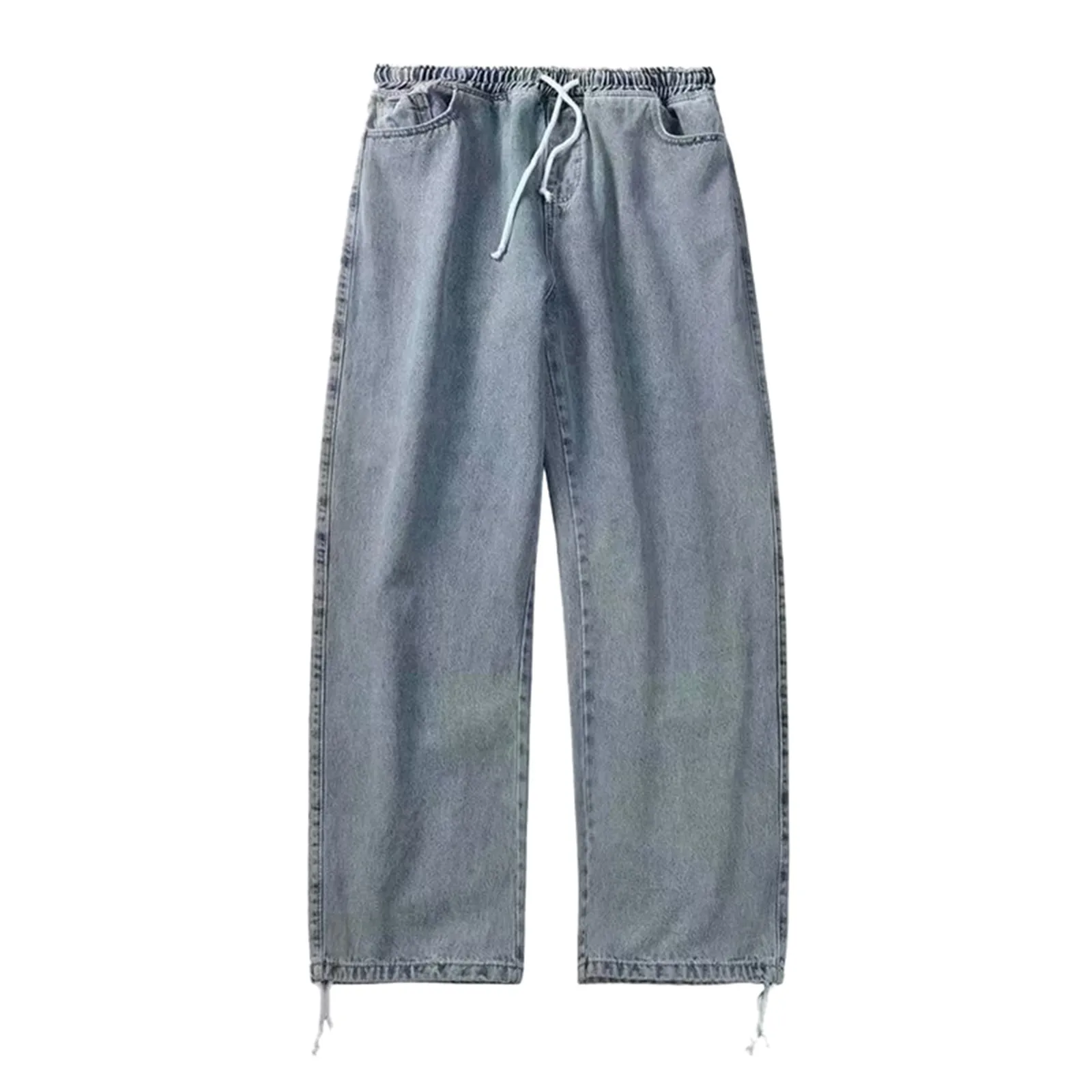 Men's Fashion Comfortable Plus-Size Elastic Waist Casual Daily Loose Jeans Street Wide Leg Trousers Pants pantalones hombre 2