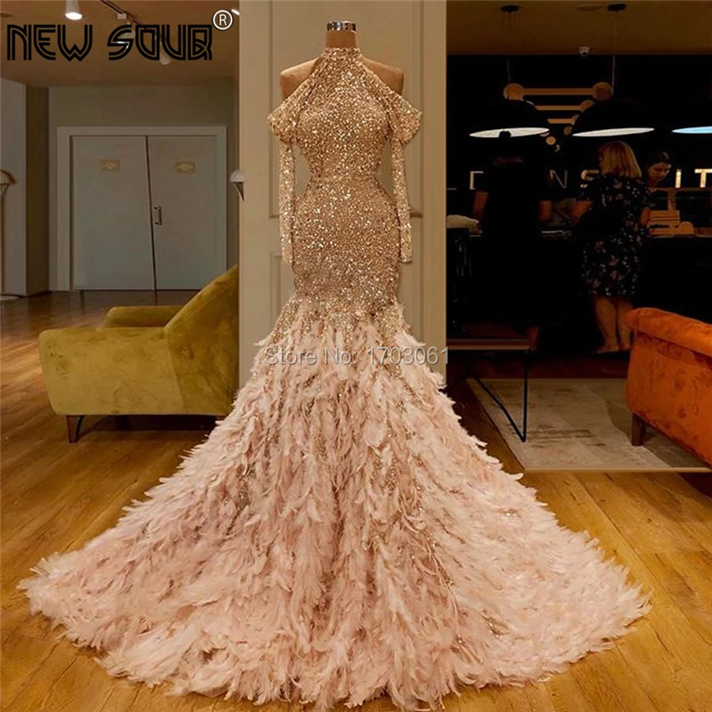 Турецкий 2020 Новые Вечерние платья с перьями блестками пайетками Couture Дубай