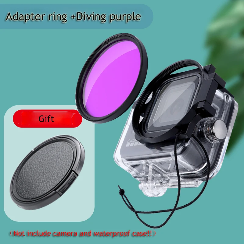 16X Macro Filter for Gopro 10/9/8 Black Original Waterproof Case Diving Red Purple Filter +Adapter Ring+Lens Cap for Gopro 10/9 camera neck strap Camera & Photo Accessories