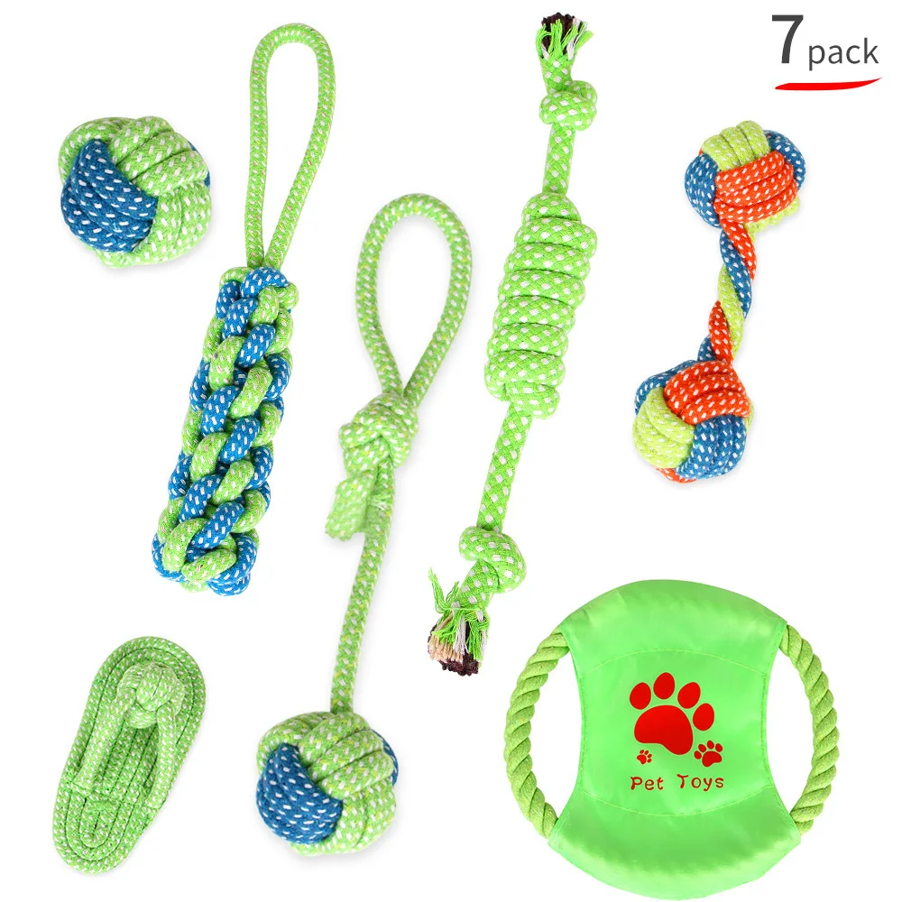 

Dogs And Cats Knot Toy Dog Bite Resistant Teeth Clean Toy Set Pet Molar Supplies Cotton Rope Toys