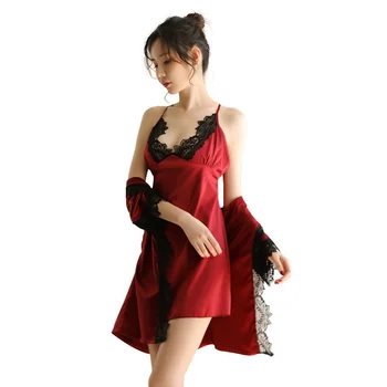

Lace Nightgowns Bathrobe Sets Sexy Womens Negligee Bridesmaid Robes Sleepwear Satin Nightwear Backless Night Dress Dressing Gown