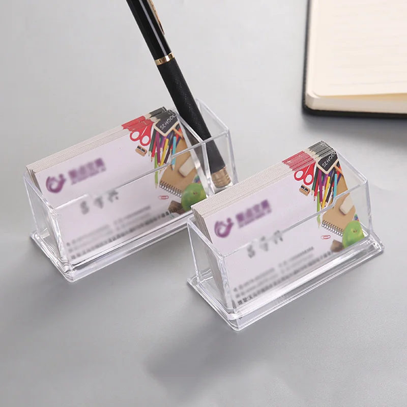 

Transparent Desk Card holder Business Card Holder Acrylic Display Stand Card Storage Box ID Card Organizer Office Desk Supplies