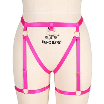 

Rose Red Garter Belt Leg Thigh Bondage Elastic Sexy Lingerie Stockings Summer Party Punk Goth Metal Ring Body Harness Belts