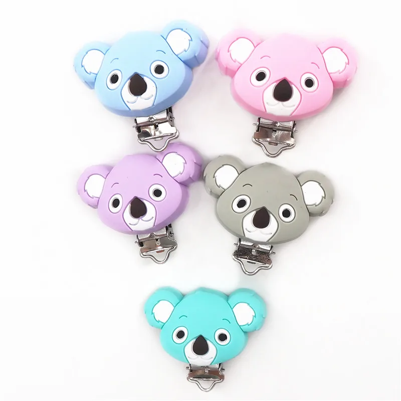 Chenkai 10 шт. силиконовые зажимы Koala DIY Детский Прорезыватель кольцо для соски держатель цепи пустышка для младенца ювелирные изделия игрушки клипсы BPA бесплатно