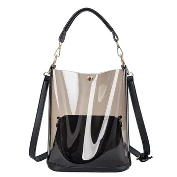 

Summer 2 Piece Set Women Bag 2020 New Jelly Transparent Bucket Bag Large Capacity Shoulder Messenger Bag with Purse
