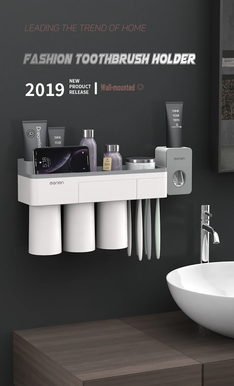 Magnetic Adsorption Toothbrush Holder