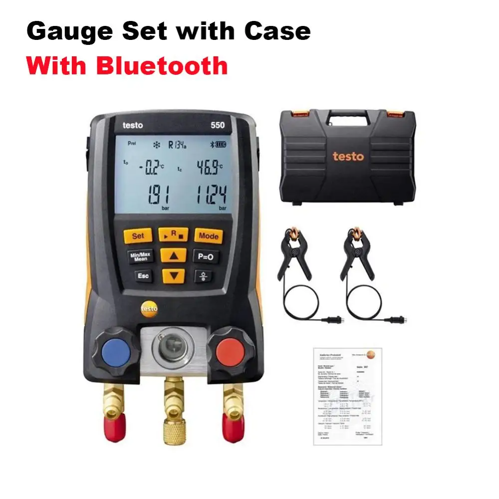 

Digital Manifold Bluetooth Refrigeration Gauge HVAC Air Pressure Gauge Car Air Conditioner Manifold Gauge with Clamp Probes Tool