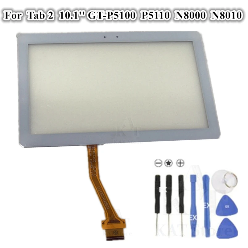 10," для Galaxy Tab 2 GT-P5100 P5110 P5113 N8000 N8010 сенсорный экран дигитайзер адгезивная Передняя стеклянная панель объектива Замена - Цвет: White
