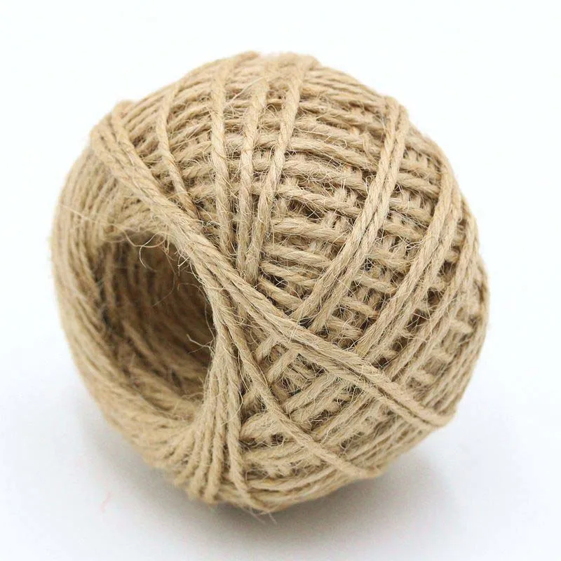 Coffee color 50 м натуральная джутовая веревка из мешковины, Hessian шпагат, пеньковый шнур, подарочная упаковка, упаковочные шнуры, свадебные ярлыки, украшения для самодельного изготовления, Декор - Color: Coffee color