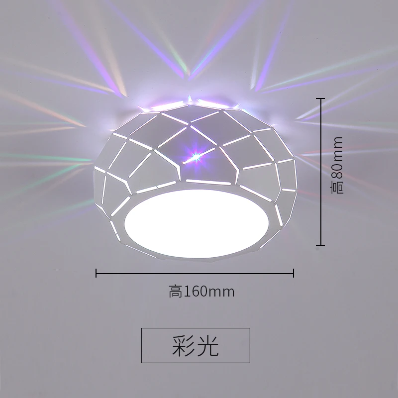 colorful light Hollow White Metal Round Kitchen Ceiling Light 5W Corridor Flush Ceiling Lamp Balcony Dining room Bar Ceiling Daily Lighting - Цвет корпуса: colorful light