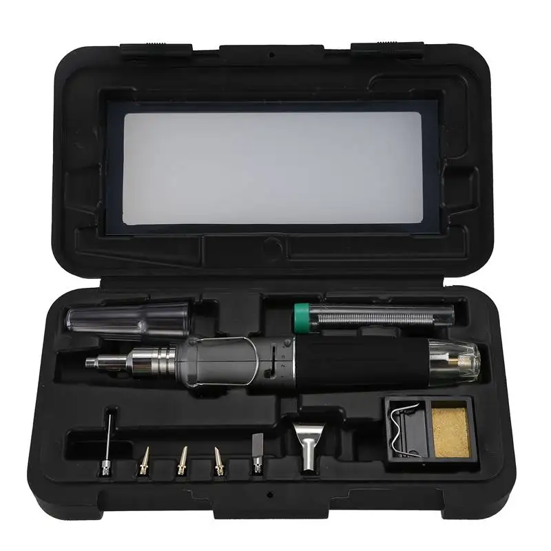 

10 In 1 Automatic Ignition Butane Soldering Iron Kit Welding Torch Tools Kit Electric Soldering Set Gas Blow Torch Pen-Gray