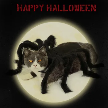 

2020 Halloween Carnival Pet Spider Clothes Festival Decor For Dogs And Cats Black Party Dress Up Simulation Plush Spider Costume