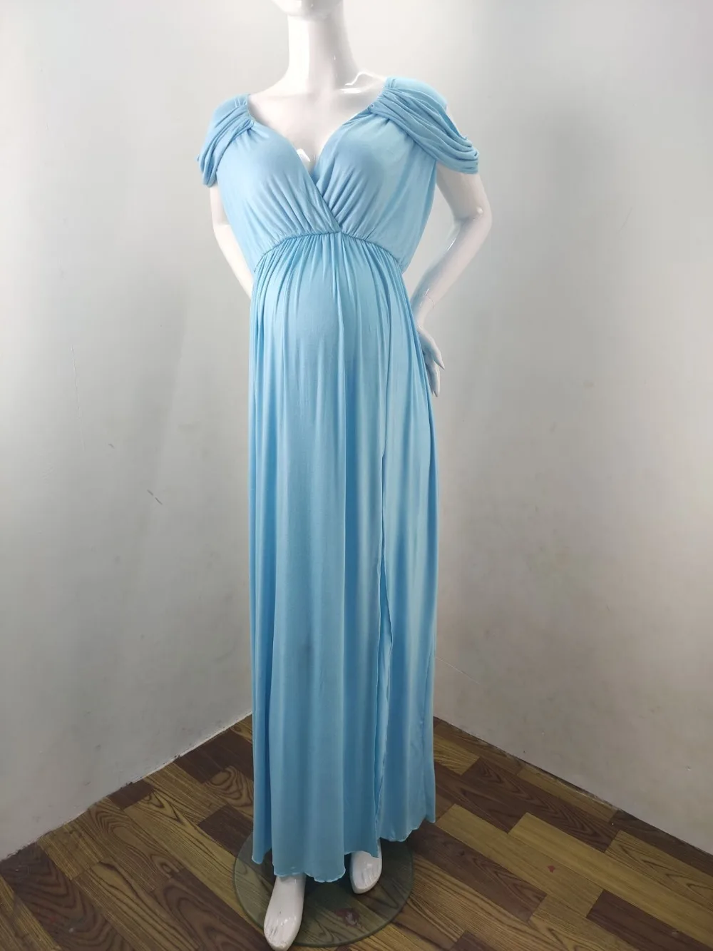 Sexy Maternity Photography Props Long Dress For Pregnant Women Photo Shoot Split Front Pregnancy Dresses Baby Showers Maxi Gown (7)