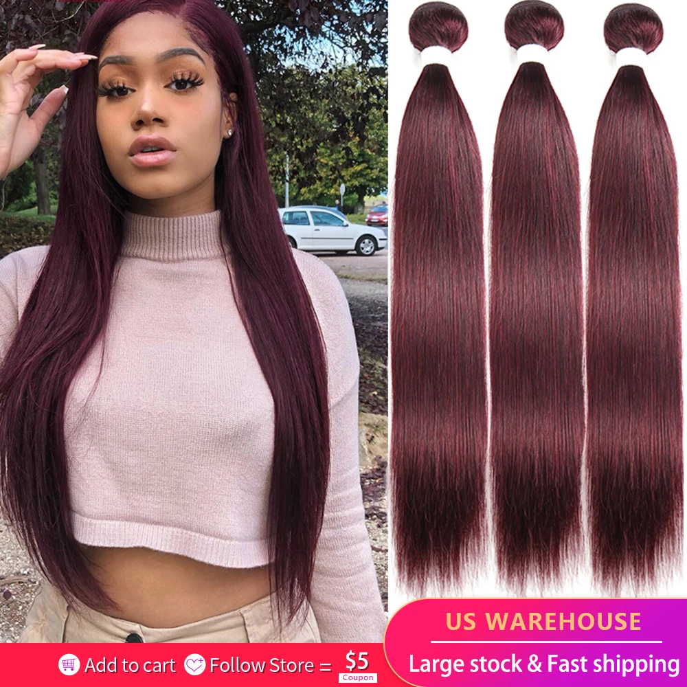 99j Burgundy Brazilian Hair Weave Bundles Straight Human Hair Bundles Non Remy 8 26 Inch Brown Bundles 1 3 Pcs Kemy Hair Hair Weaves Aliexpress