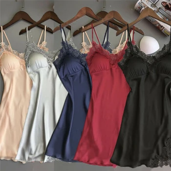 

2020 New Lace Sleepwear Dress Women Lingerie Silk Robe Mini Dress Women Nightgown Sexy Sleepdress Nightwear