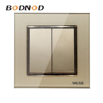 

UK Crystal Tempered Glass Wall Light Switch For Household Power Supply 2Gang 2Way Switch 250V 10A Machinery