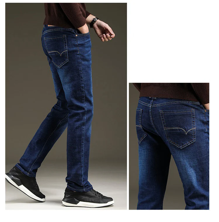 new Business Jeans Men Casual Straight Slim Fit Blue Jeans Male Stretch Thin Fashion Classic Denim Pants skinny jeans men