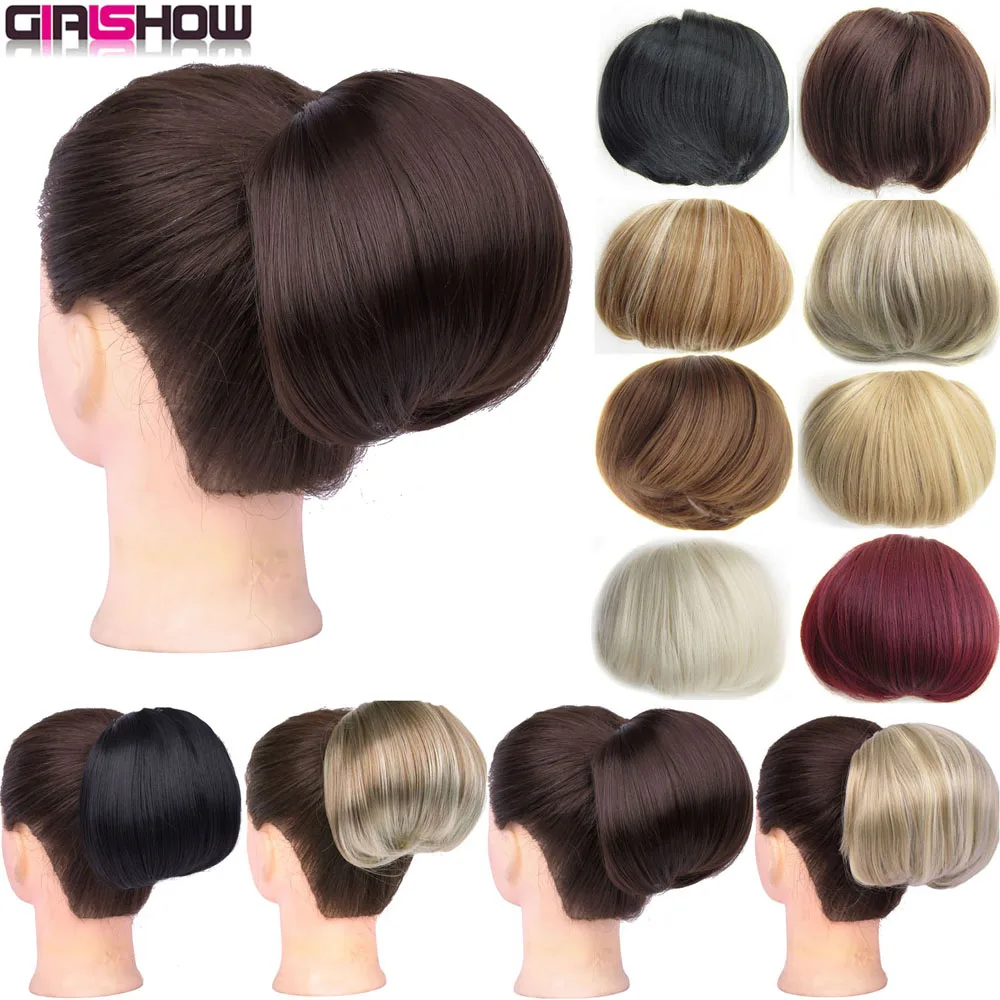 Extension Hair-Bun Donut Chignon GIRLSHOW Synthetic Women 34-Colors Bride for Headwear