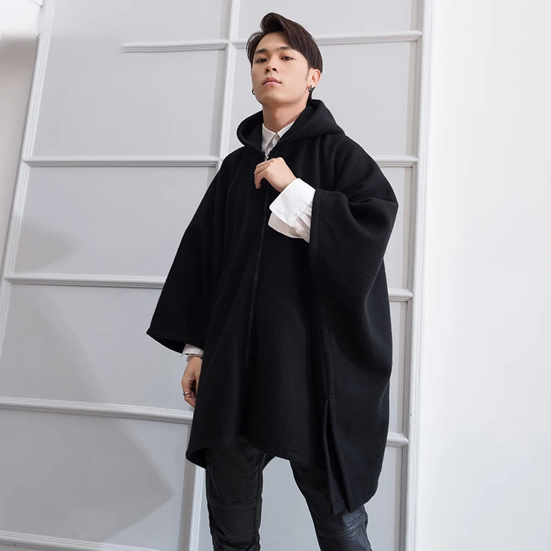 M-4XL new youth autumn and winter tide men's coat loose personality cloak cape long coat woolen thick woolen coat M-4XL new youth autumn and winter tide men's coat loose personality cloak cape long coat woolen thick woolen coat
