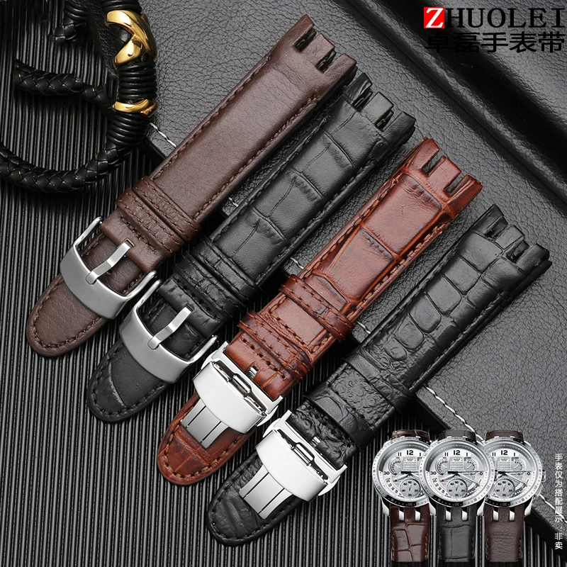 Кожаный ремешок для часов SWATCH YRS403 412 402G из воловьей кожи с кнопками