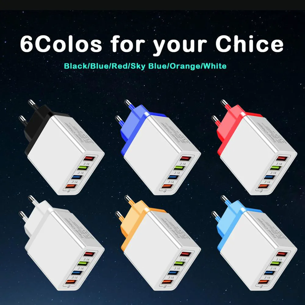 Сетевое зарядное устройство CinkeyPro с 4 USB портами для Samsung iPhone Huawei|Зарядные