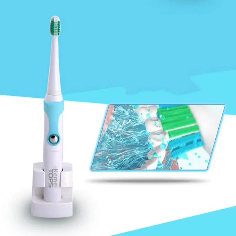 Kemei KM-907 3 in 1 Electric Toothbrush Inductive Wireless Charger Ultrasonic Toothbrush Replacement Dupont Brush Heads