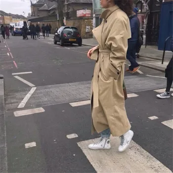 

Dunayskiy All Match Double-Breasted Vintage Korean Style Autumn Trench Coat 2020 Elegance Loose Long Sleeve Female Windbreaker