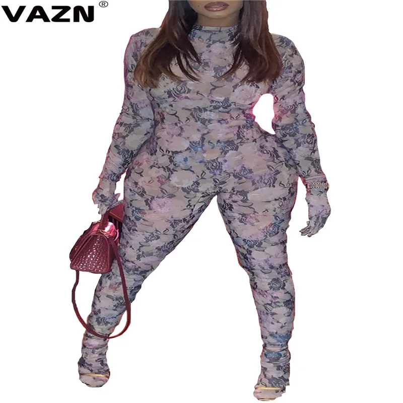 VAZN, новинка, хит, модные, уличные комбинезоны, зеленые, повседневные, облегающие, кружевные, с соединением, сексуальные, длинные штаны, тонкий, длинный комбинезон