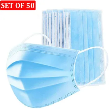 

50 Anti-Pollution 3 Laye Mask dust protection Masks Disposable Face Masks Elastic Ear Loop Disposable Dust Filter Safety Maska T