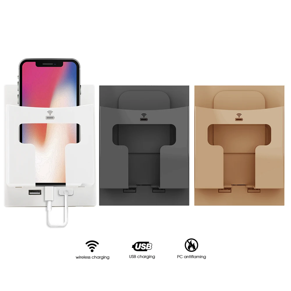 Настенное Беспроводное зарядное устройство Qi 5 Вт двойной USB держатель для IPhone 11