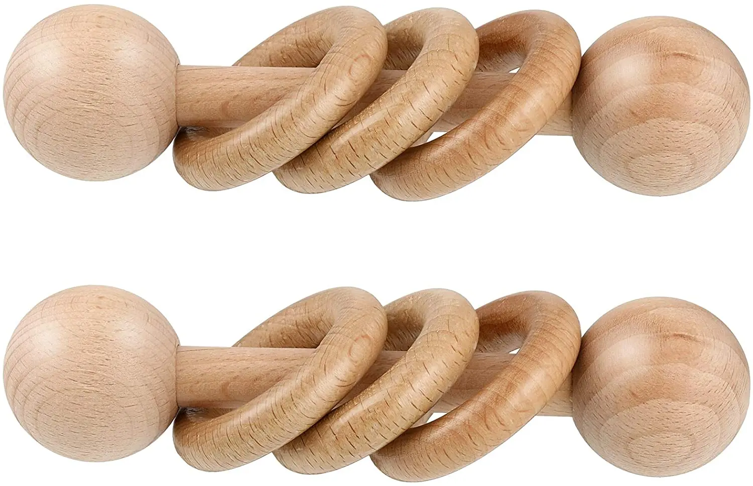 De madera Natural juguete de madera de haya anillo Molar anillo móvil juguete agarrar juguete para sacudir Montessori sonajero para bebés