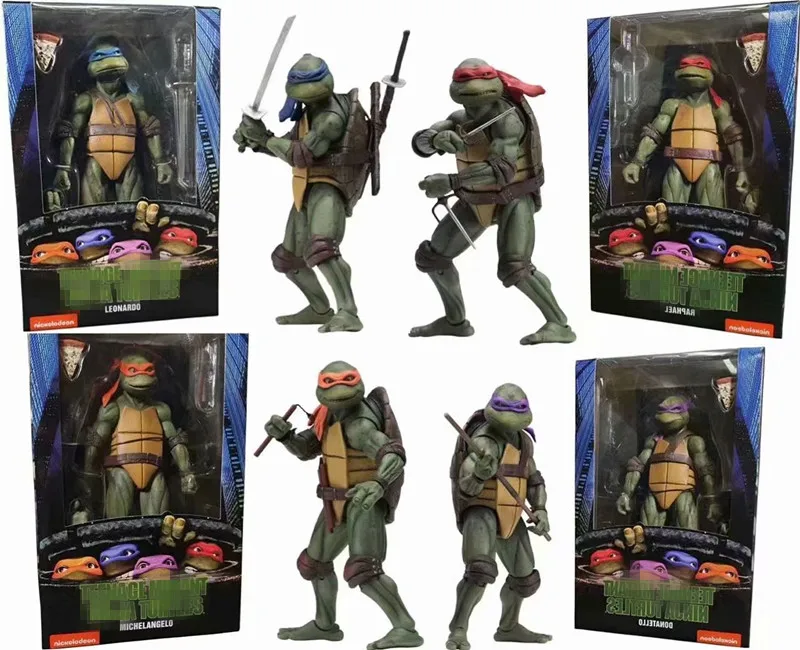 

7inch 18cm 4pcs/set Original NECA Turtles Raphael Leonardo Michelangelo Donatello Action Figure Toys Doll For Kid