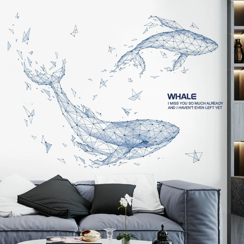 Abstract Whale Wall Stickers for Living room Bedroom Sofa Wall Decor Removable Vinyl Wall Decal Home Decor Unicor Sailboat Deer