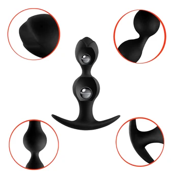 EXVOID Silicone Vagina Anus Dilator Anal Beads Butt Plug with Metal Ball Adult Products Sex Toys for Men Women Gay Sextoys 4