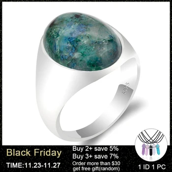 

925 Sterling Silver Men Ring Natural Phoenix Stone Exquisite Elegant Gemstone Ring for Male Women Unisex Gorgeous Fine Jewelry